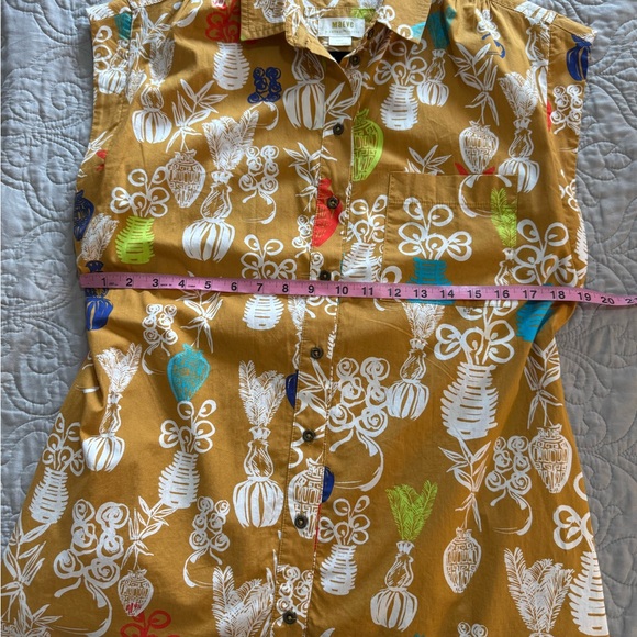 Anthropologie Maeve Toni Button Front Belted Tunic Dress Gold size Small - Picture 13 of 16